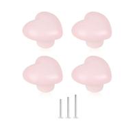 ShipeeKin 4x Pomos de Tocador de Cerámica en Forma de Amor - Tiradores para Gabinete, Cajón, Armario, Cocina, Dormitorio - Rosa Pálido