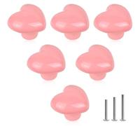 ShipeeKin 6 pomos de cerámica brillante rosa con forma del amor para puerta de armario, armario, cajón de cerámica, armario de cocina, aparador de niños, dormitorio, tiradores de armario