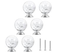 ShipeeKin 6x Pomos de Armarios Cristal, Pomo Puerta de Burbujas, Muebles para Armario Cajóns Aparador Cocina Armario Pomos y Tiradores - 30 mm (Transparente)
