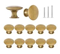 ShipeeKin Juego de 12 pomos para muebles de 30 mm para tocador, armario, baño, oficina, cocina (bronce amarillo)