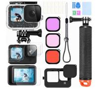 ShipeeKin Kit de Accesorios para Gopro Hero 12 11 10 9 Negro | carcasa de buceo a prueba, agua flotante mango, filtro rojo, silicona cubierta protectora con la cubierta de, protector folie