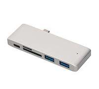 Shipenophy Hub USB C Portátil 5 en 1 Adaptador Multipuerto para MacBooks Aleación de Aluminio Ligera de Carga Rápida (Plata)