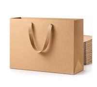 SHIPKEY Paquete de 10 bolsas de papel kraft, bolsas de regalo extragrandes de 16 x 6 x 12 pulgadas, bolsa de regalo marrón con asas, bolsa de papel de compras (5 sentidos, 40 x 15 x 30 cm)
