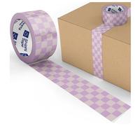 Shippy Tape Bonita cinta de embalaje impresa decorativa rosa, cinta de embalaje y envío con patrón de tablero de ajedrez para suministros de embalaje de pequeñas empresas, resistente, 2.6 mil, 1.9