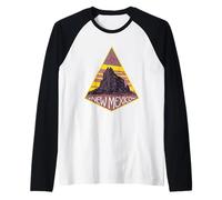 Shiprock Bajo Zia Símbolo Sol Nuevo México Viaje Vintage Camiseta Manga Raglan