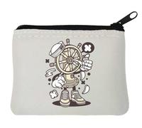 Ships Steering Wheel The Helm Sailor Captain Art - Monedero de neopreno (10 x 11 cm), color blanco, White, Talla única