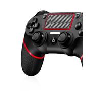 Shiptree Mando para PS-4 con Doble Vibración,Batería de 600mah - Rojo | Mando Inalámbrico para P4/Pro/Slim/PC, Game Controller con Sensor Giroscopio, Panel Táctil, Audio Jack, Control de Precisión