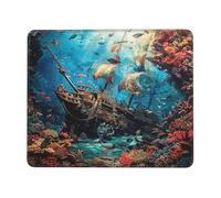 Shipwreck Under The Sea - Alfombrilla de mouse para juegos con bordes cosidos, base de goma antideslizante para PC, portátil, 30 x 25 cm