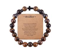ShiQiao Spl Pulsera de cuentas de ojo de tigre para hermano mayor, regalos de cumpleaños de hermana pequeña, Lil Bro, regalo de hermana mayor, pulsera inspiradora para niños y hermanos