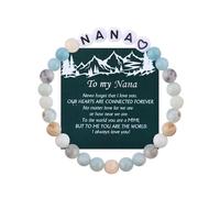 ShiQiao Spl Pulsera de cuentas para el día de la madre con tarjeta de corazón elástica, regalo para abuela, abuela, abuela, Mimi, Gigi, regalo de cumpleaños para abuela, regalo para ella, Plástico