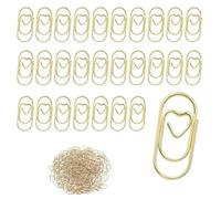Shirene Clips de Papel Pequeños,130 Piezas de Clips de Papel en Forma de Corazón,Clip de Papels de Metal Dorado Abrazaderas de Papels para Escuela,Oficina,Organización de Documentos