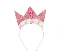 Shirene Corona Cumpleaños 3 años,Corona Cumpleaños Corona Princesa Niña Decoración de Cumpleaños Diadema de Feliz cumpleaños con Purpurina,Regalo para Cumpleaños Niñas