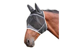Shires FlyGuard Pro Air Motion - Máscara antimoscas con orejas, tamaño mazorca, tela ligera y transpirable para una comodidad superior, protege contra moscas e insectos, ajuste seguro, gris oscuro