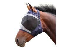 Shires FlyGuard Pro - Máscara de malla fina con agujero para las orejas, tamaño completo, malla ligera y transpirable, protección contra moscas e insectos, ajuste seguro y cómodo para uso estable
