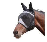 Shires FlyGuard Pro - Máscara de malla fina con orejas, tamaño mazorca, malla ligera y transpirable, protección contra moscas e insectos, ajuste seguro para pastoreo y uso estable, color azabache