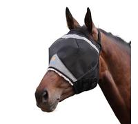 Shires FlyGuard Pro - Máscara de malla fina sin orejas para pony, protección contra insectos de poliéster ligero, malla transpirable resistente a los rayos UV, ajuste seguro, color azabache
