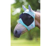 Shires - Máscara Mosquera con Orejeras para Caballos Movimiento de Aire (Full X) (Azul Aqua)