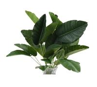 Shirfloral 2 plantas artificiales de ave del paraíso de 17 pulgadas, hojas tropicales de Strelitzia sintética, 12 hojas, árbol de plátano para plantas en maceta al aire libre, decoración de jardín y