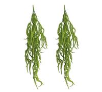 Shirfloral Paquete de 2 plantas colgantes artificiales de 32 pulgadas, cadena de perlas falsas, planta de amaranto verde falsa para colgar en la pared, lágrimas de pareja, decoración de boda, hogar,