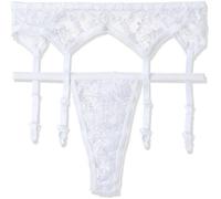 Shirley de Hollywood número 90060 talla única color blanco Sheer Lace Garter Belt Set