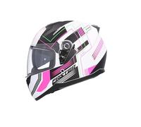 Shiro HEMETS Casco Integral SH-667 Faster Blanco Rosa Mate con Gafas Solar (L)