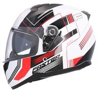 Shiro HEMETS Casco Integral SH-667 Faster Blanco y Rojo con Gafas Solar (XXL)
