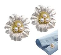 Shirt Button Covers, 2 Piece Pearl Flower Decoration for Stylish Touch, Fashion Accessory with Portable Design, Clothing Detail for Men, Women, Dress, Shirts, Blouses and Apparel, 0.98x0.98 Inches