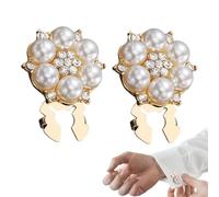 Shirt Button Covers - 2 Pieces Flower Button | Rhinestone Pearl Shirt Cufflinks Jewelry for Women, Clothing, Dress, Wedding, Business, Daily Party or Decoration Crafting