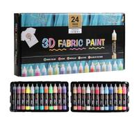 Shirt Paint, Waterproof Craft Paints, 24 Vibrant Color Set, Permanent 30ml Bottles, Clothing Fabric Tool Kit, Glass Canvas Wood DIYers Projects for Kids Adults Artists 0.83x4.84in