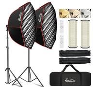 Shirtal Softbox - Kit de iluminación para fotografía (94,0 cm, con Rejilla de Panal, 110 W, 2700 K-6500 K, 11000 Lux, Regulable, lámpara prismática LED y Mando a Distancia)