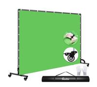 Shirtal Telón de Fondo de Pantalla Verde de 2,1 x 3 m con Soporte, Soporte de Fondo móvil con Ruedas, Fondo de Pantalla Verde para transmisión, grabación de Video de Estudio, reunión de Zoom, Fiesta