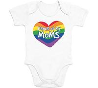 Shirtgeil Body para bebé Orgulloso de mis mamás - LGBT Rainbow Heart Regalos para madres de 3 a 6 meses Blanco