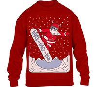Shirtgeil Suéter Niño Niña Suéter Navideño Santa On A HO HO HO Snowbord Sudadera Infantil 152 Rojo