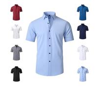 Shirts Men's Stretch Non-Iron Anti-Wrinkle Shirt, Quick-Dry Breathable Casual Button Down, Wrinkle Free Moisture Wicking 4-Way High Stretch Super Soft Casual Button Down Shirts (Blue,XL)