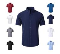 Shirts Men's Stretch Non-Iron Anti-Wrinkle Shirt, Quick-Dry Breathable Casual Button Down, Wrinkle Free Moisture Wicking 4-Way High Stretch Super Soft Casual Button Down Shirts (Navy Blue,M)