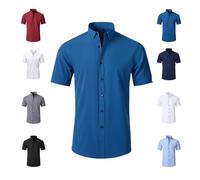 Shirts Men's Stretch Non-Iron Anti-Wrinkle Shirt, Quick-Dry Breathable Casual Button Down, Wrinkle Free Moisture Wicking 4-Way High Stretch Super Soft Casual Button Down Shirts (Peacock Blue,XXL)