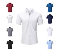 Shirts Men's Stretch Non-Iron Anti-Wrinkle Shirt, Quick-Dry Breathable Casual Button Down, Wrinkle Free Moisture Wicking 4-Way High Stretch Super Soft Casual Button Down Shirts (Ivory White,3XL)