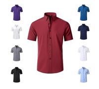 Shirts Men's Stretch Non-Iron Anti-Wrinkle Shirt, Quick-Dry Breathable Casual Button Down, Wrinkle Free Moisture Wicking 4-Way High Stretch Super Soft Casual Button Down Shirts (Burgundy,XL)