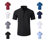 Shirts Men's Stretch Non-Iron Anti-Wrinkle Shirt, Quick-Dry Breathable Casual Button Down, Wrinkle Free Moisture Wicking 4-Way High Stretch Super Soft Casual Button Down Shirts (Black,M)