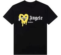 Shirts with Creative Letters, Men's T-Shirts, Casual Short Sleeve Round Sleeves, Men's and Women's T-Shirts, Pair of An@g@el Palm Love Inkjet Letter Print Shirt, Short Sleeves, Summer Tops Black