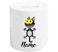 Shirtstown Hucha, bonitos diseños con nombre personalizado, animales naturales, hucha para dinero, regalo para niños, adultos, frases en alemán, color blanco