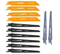 shirylzee Hojas de Sierra Sable para Metal, Madera y Madera con Clavos, corte rápido, Cuchillas de sierra BIM y HCS, accesorios de sierra de sable Compatible con Bosch Dewalt, Makita (12 Piezas)