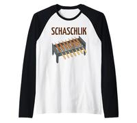 Shish Kebab Barbacoa rusos rusos Asar a la Parrilla Rusia Camiseta Manga Raglan