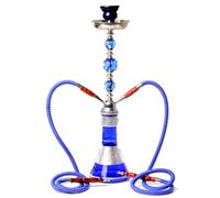 Shisha Hookah Café Estilo Egipcio Genuino, Conjunto de Cachimba Doble Tubo Grande, Conjunto de Cachimba de Vidrio Cachimba Doble Árabe Grande, Adecuado para Familias, Hoteles Extranjeros,Azul
