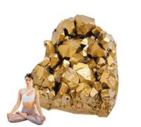 Shitafe Cristales crudos, racimo de | Racimos de dorado galvanizado,Adorno de crudo, espécimen de mineral, natural para decoración del hogar de meditación
