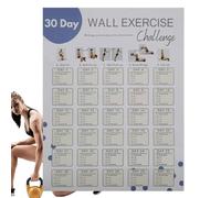 Shitafe Planificador de ejercicios de pared 30 días,Planificador de ejercicios de pared 30 días - Hoja de registro del desafío del entrenamiento de planificación rápida - Póster De Planificador De