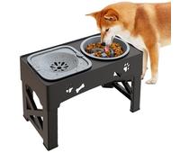 Shitafe Platos Elevados para Perros - Base Regulable con Plato Antigloton para Mascotas,Dispensador De Comida Y Agua Antiderrames Altura Ajustable para Gatos Y Perros Pequeños