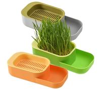SHITOOMFE 3pcs Cat Grass Grass Growing Gat Grass Grass Great Food Grade Hydroponic Cat Gaster con Bandeja de alimentación 7.9x3.5x2in Cattería de Gato Cat Grass Kit, sin Semillas