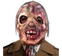 SHITOOMFE Máscara de miedo, máscara de miedo, horror de látex ensangrentado y desfigurado de látex, decoraciones espeluznantes de Halloween para adultos Pascua Carnaval Tag Fiesta