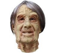 SHITOOMFE Máscara Old Man, Látex realista Old Man Scary Mask con cabello gris, decoraciones espeluznantes de Halloween para la fiesta de cosplay